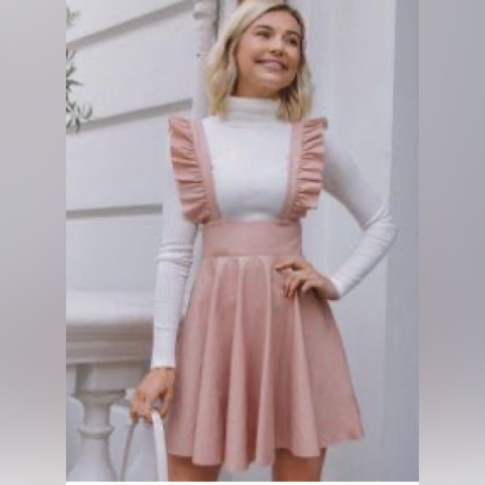 Pink Faux Leather Ruffled Dress